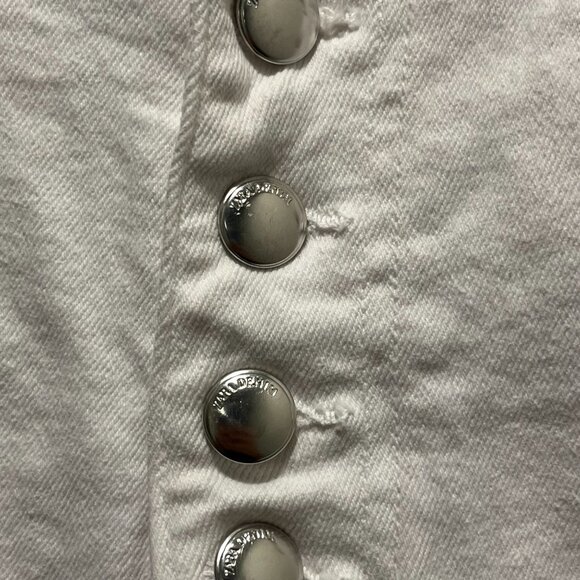 Zara Button Fly White Raw Hem Jeans Size 8 - Picture 3 of 5